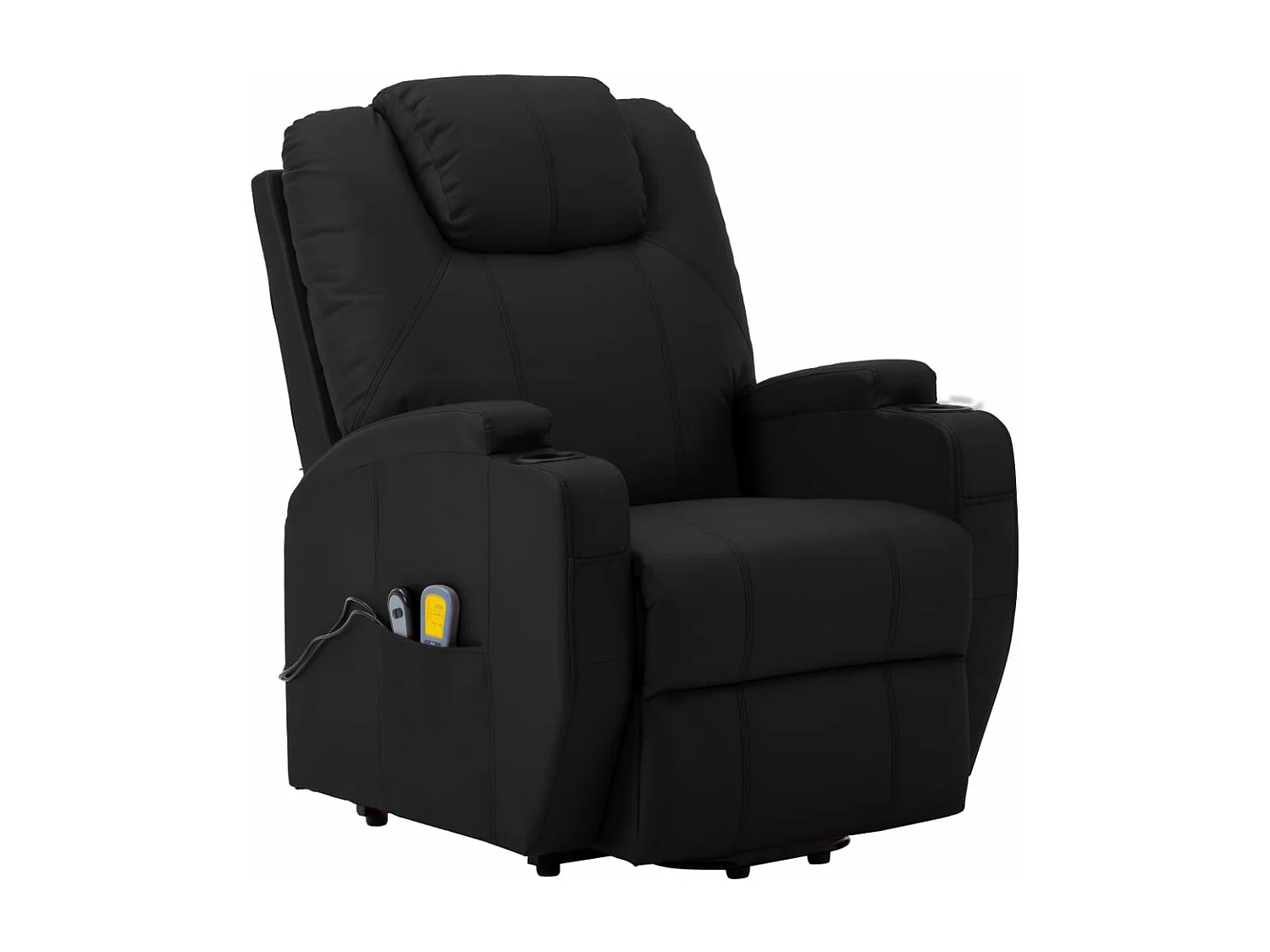 Massagesessel mit Aufstehhilfe Schwarz Kunstleder