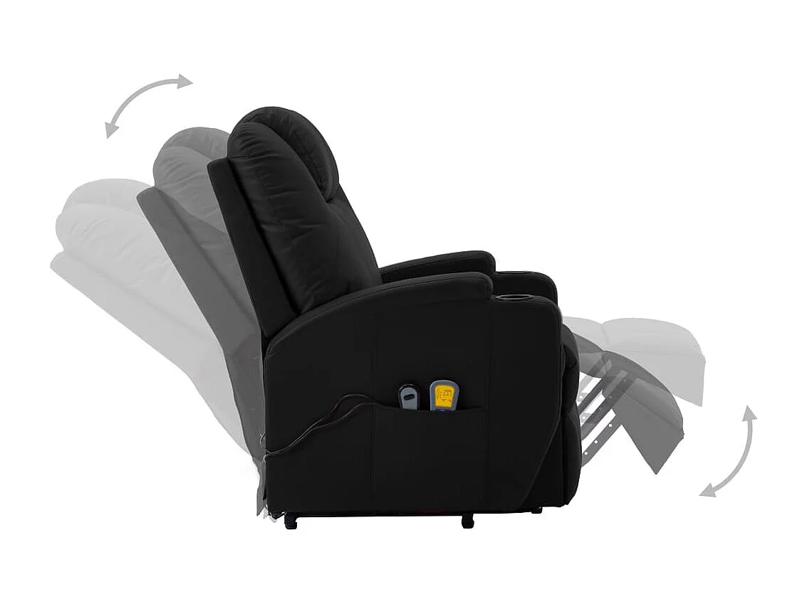 Massagesessel mit Aufstehhilfe Schwarz Kunstleder
