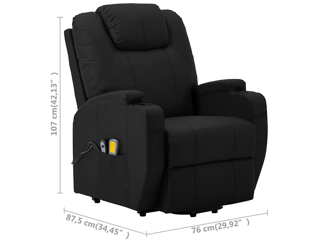 Massagesessel mit Aufstehhilfe Schwarz Kunstleder