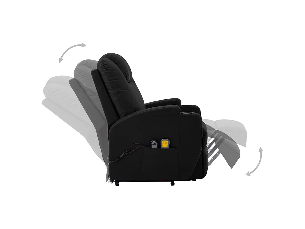 Massagesessel mit Aufstehhilfe Schwarz Kunstleder
