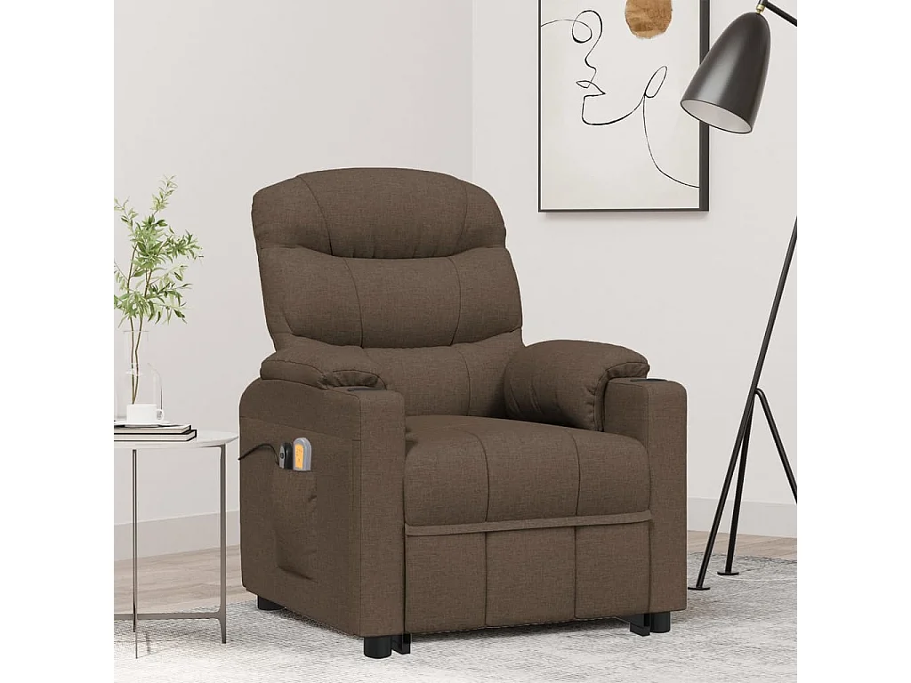 Massagesessel mit Aufstehhilfe Braun Stoff