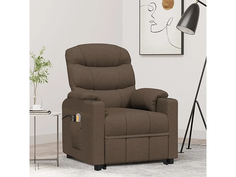 Massagesessel mit Aufstehhilfe Braun Stoff