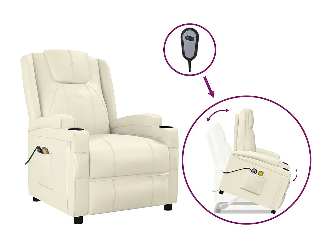Fauteuil de massage Blanc crème Similicuir