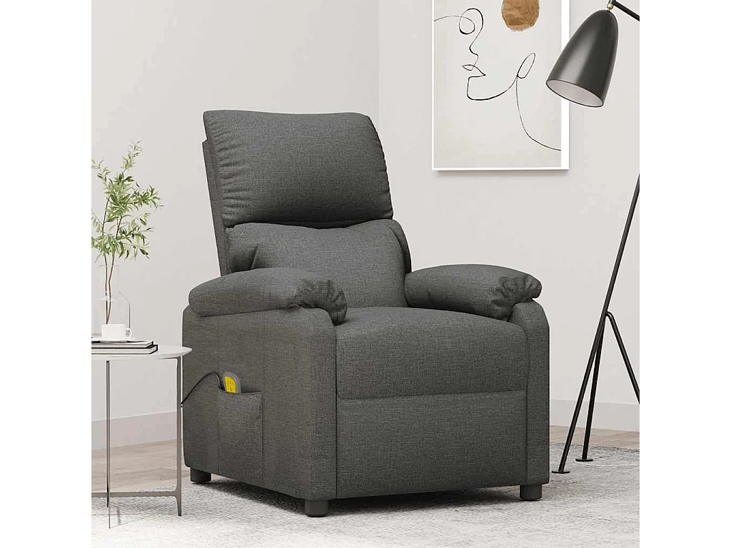 Massagesessel Dunkelgrau Stoff