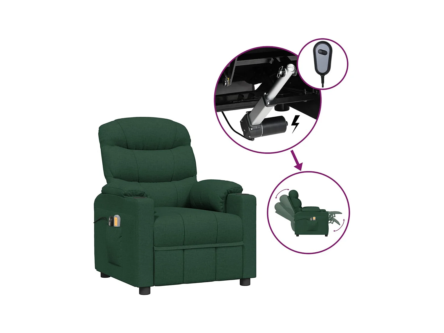 Fauteuil électrique de massage Vert foncé Tissu