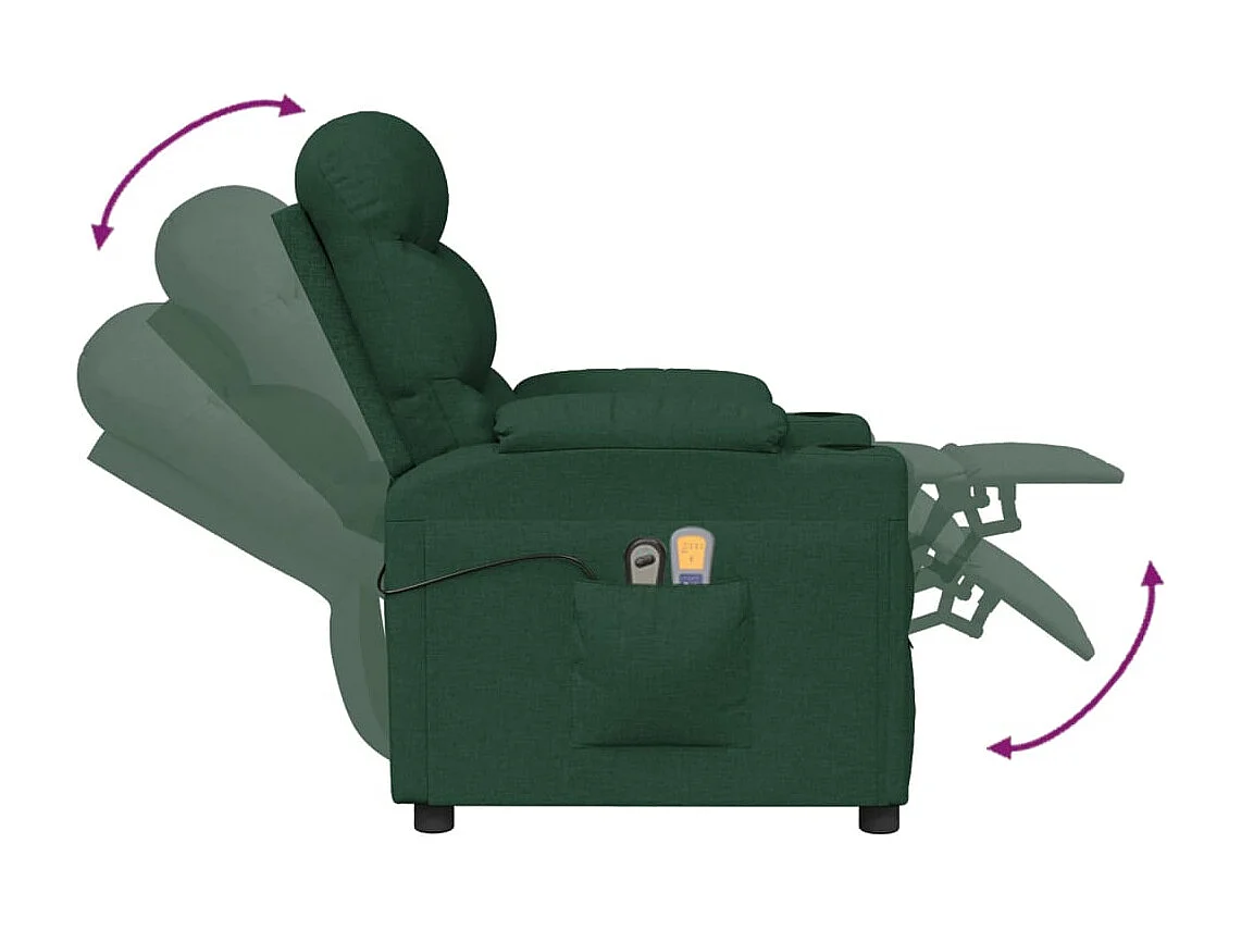 Fauteuil électrique de massage Vert foncé Tissu
