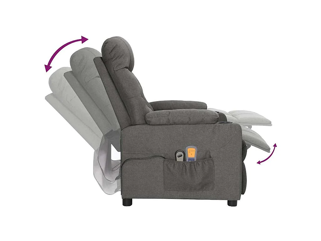 Poltrona de massagens elétrica tecido cinza-escuro