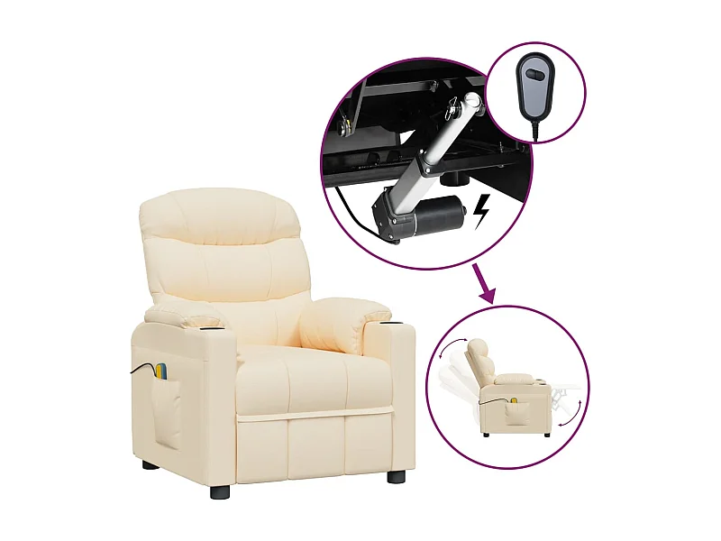 Massagestoel elektrisch stof crèmekleurig