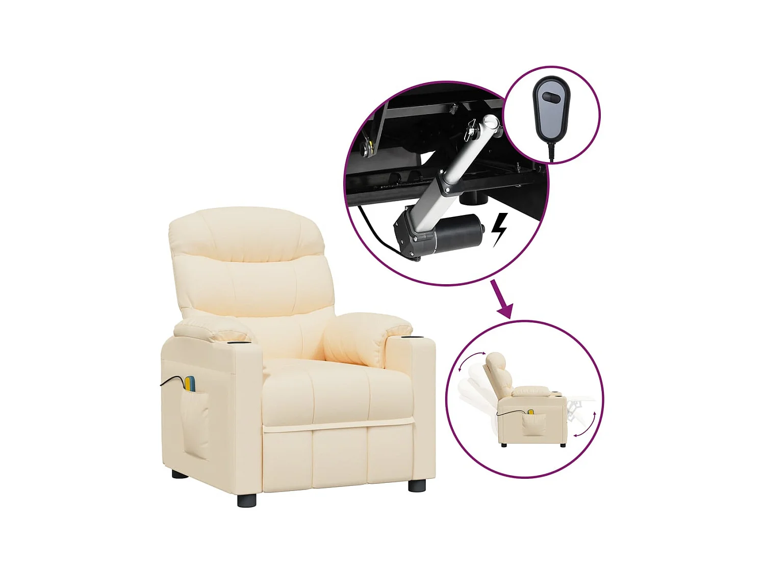 Fauteuil électrique de massage Crème Tissu