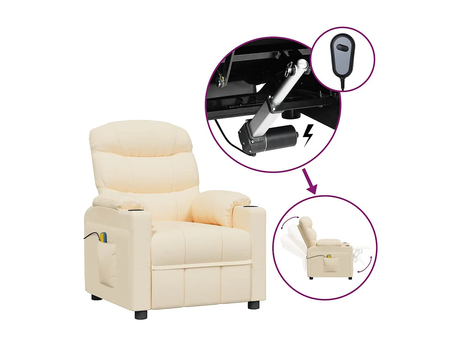 Massagestoel elektrisch stof crèmekleurig