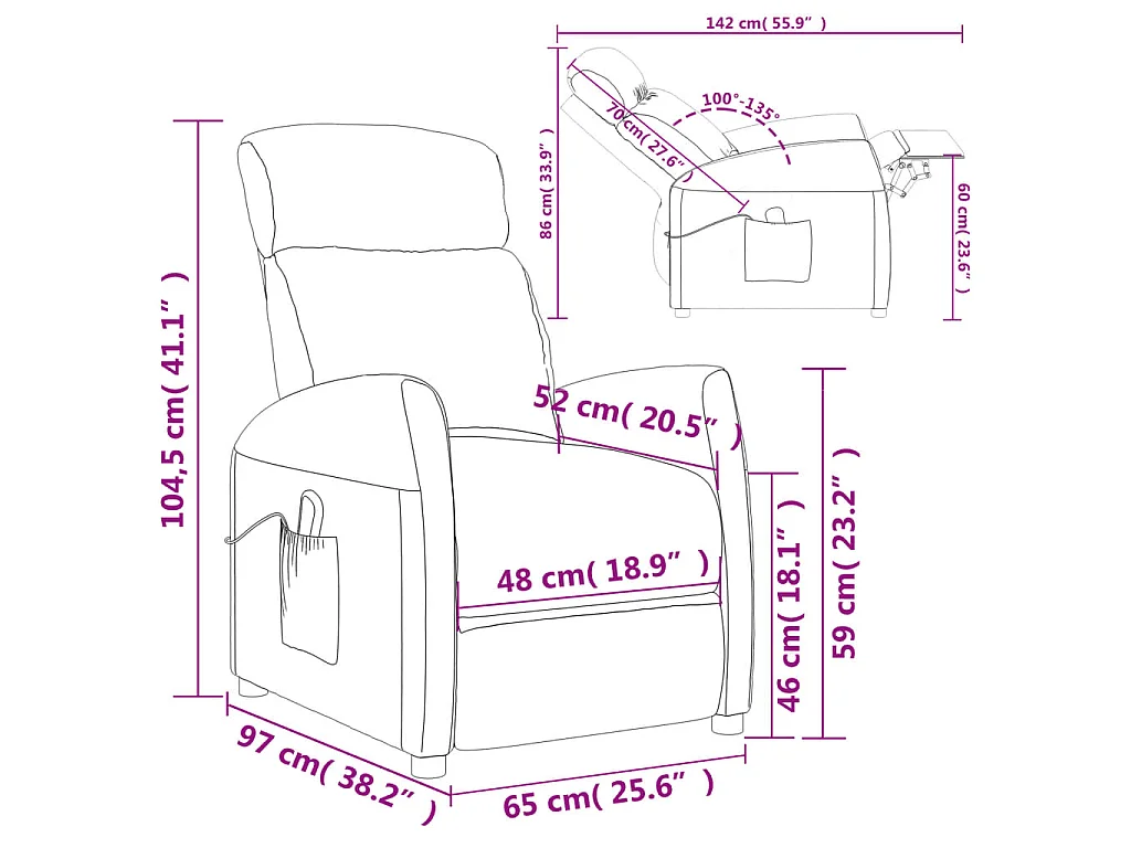 Fauteuil de massage Marron foncé Tissu