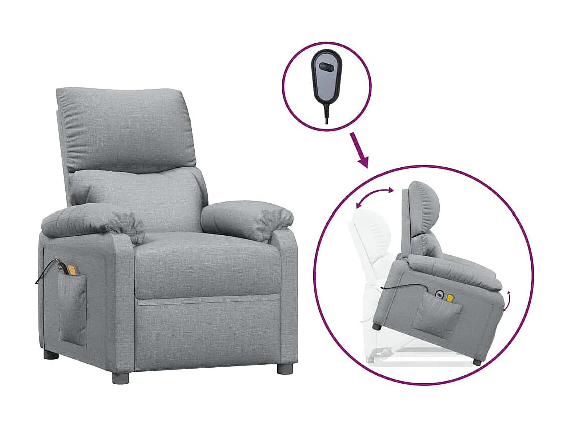 Fauteuil de massage inclinable Gris clair Tissu