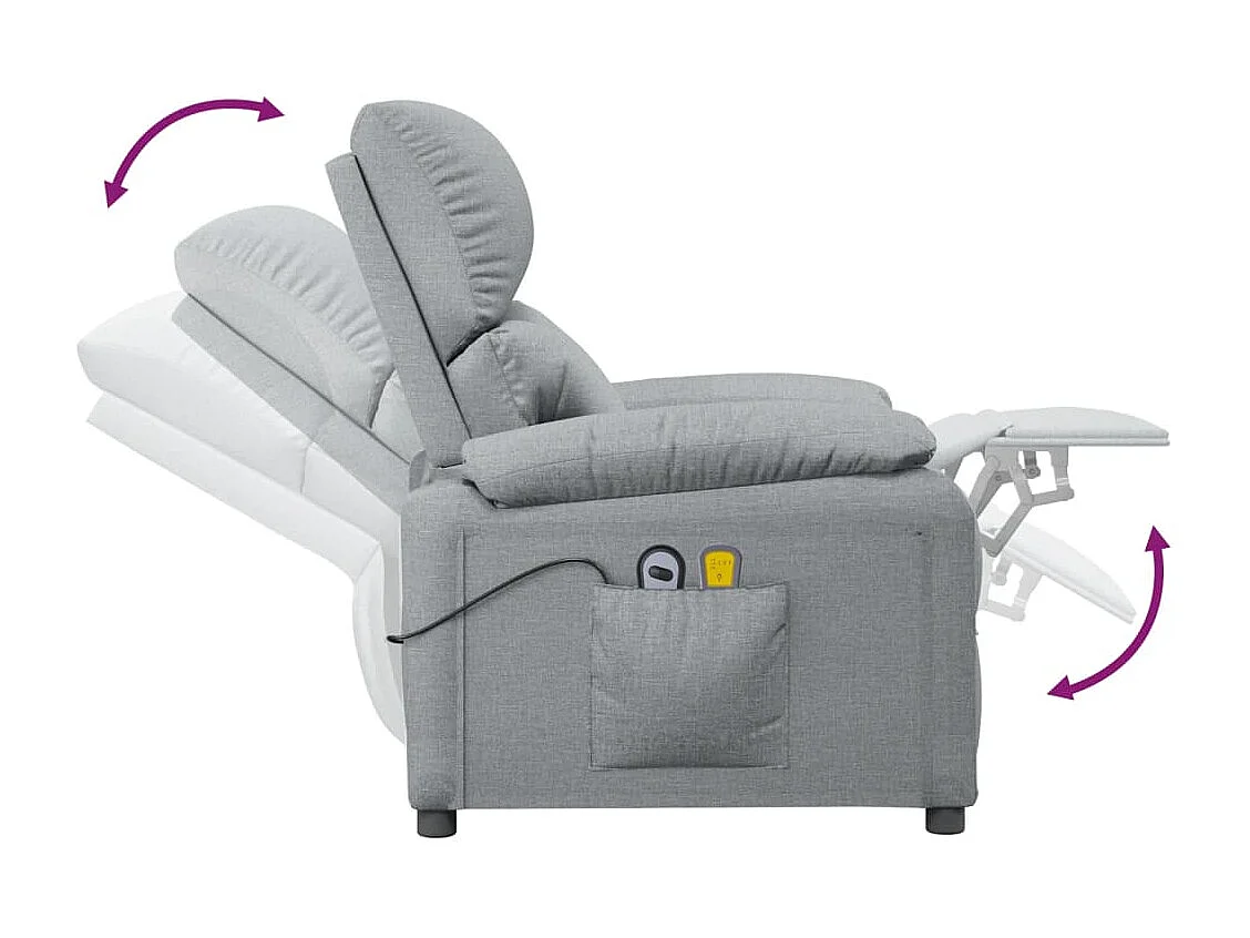 Fauteuil de massage inclinable Gris clair Tissu