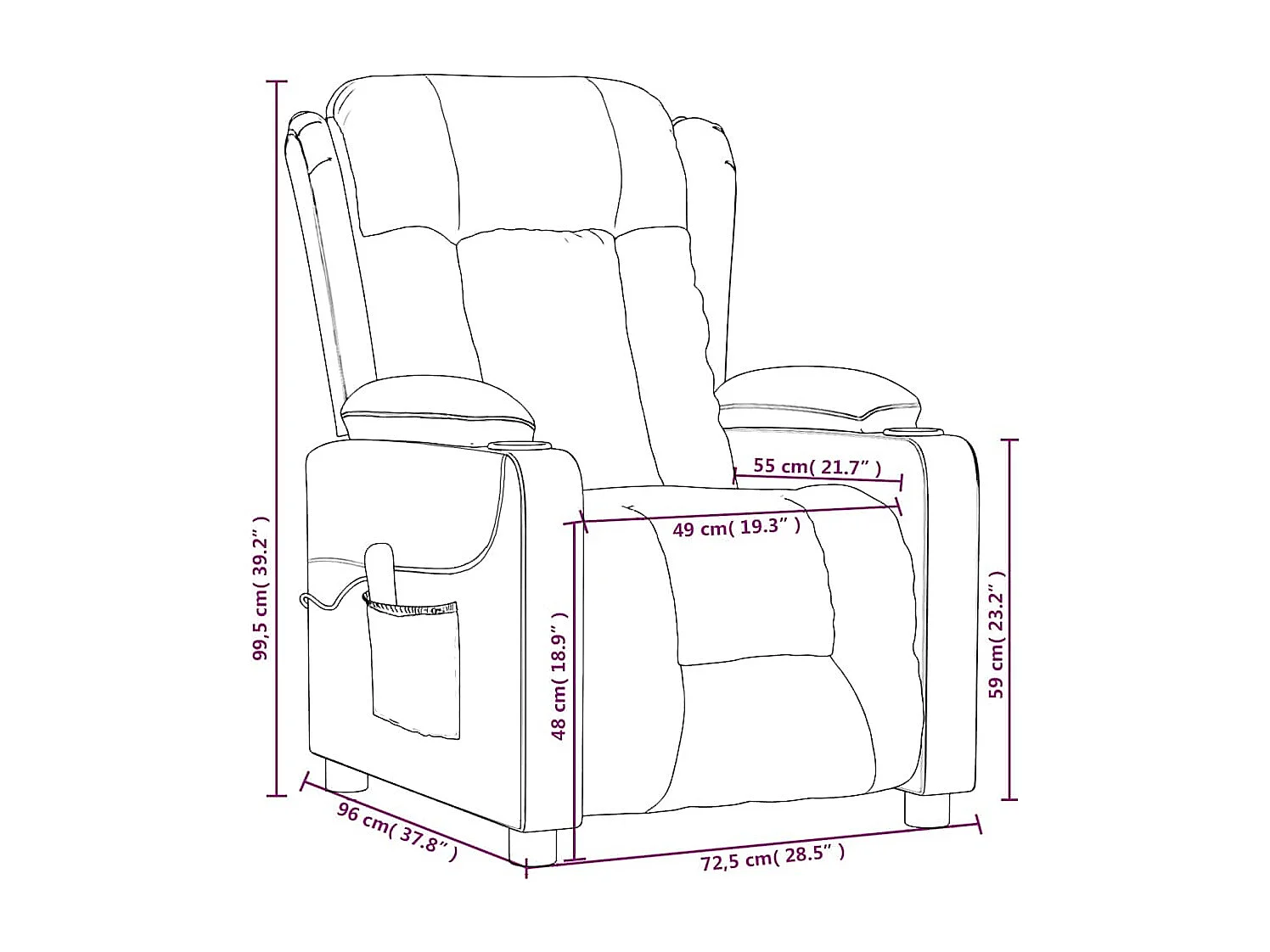 Massagesessel Elektrisch Dunkelbraun Stoff