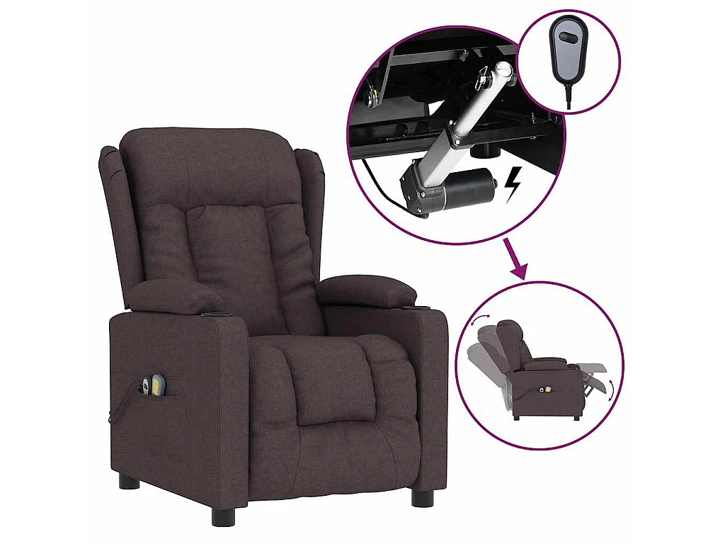 Fauteuil électrique de massage Marron foncé Tissu