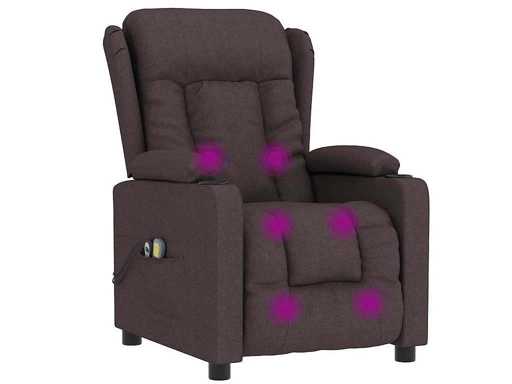 Fauteuil électrique de massage Marron foncé Tissu