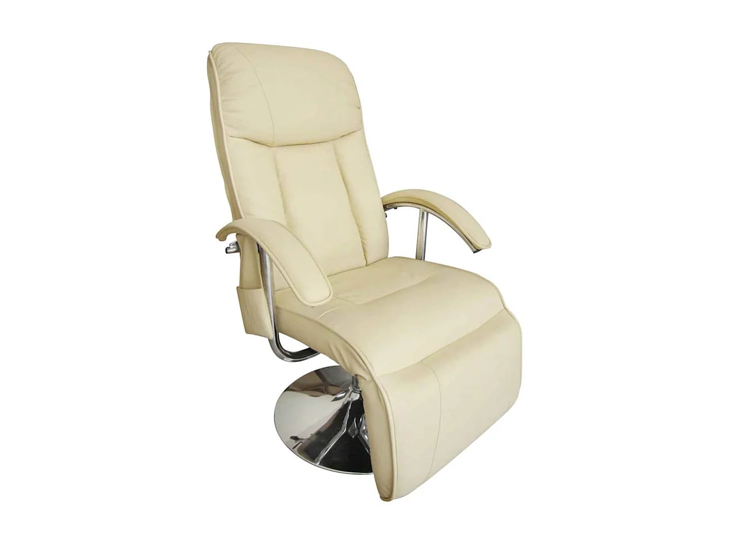 Sillón de masaje de cuero sintético blanco crema