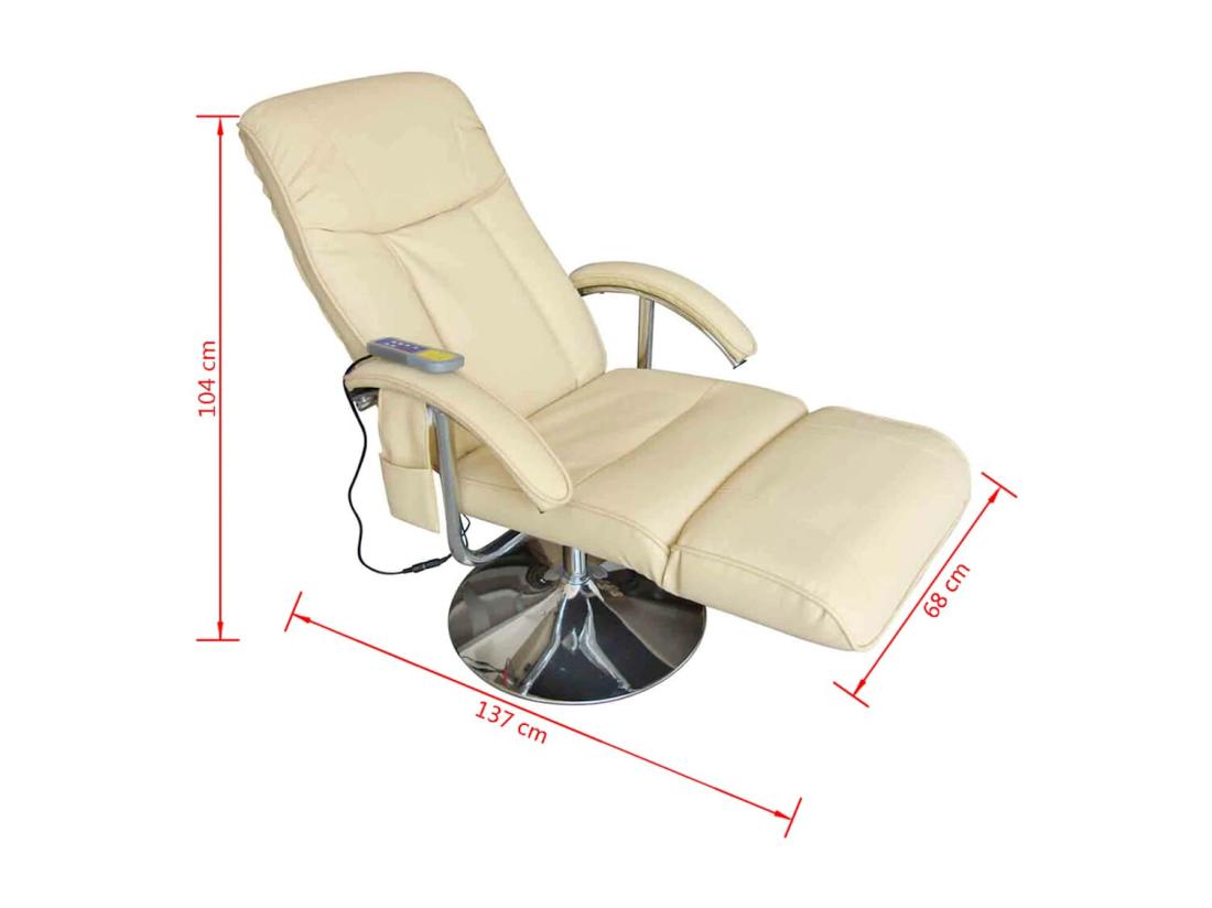 vente unique Fauteuil de massage blanc crème similicuir