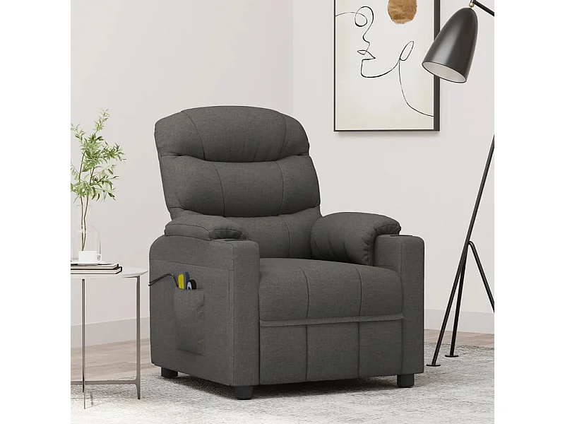 Sillón de masaje eléctrico tela gris oscuro