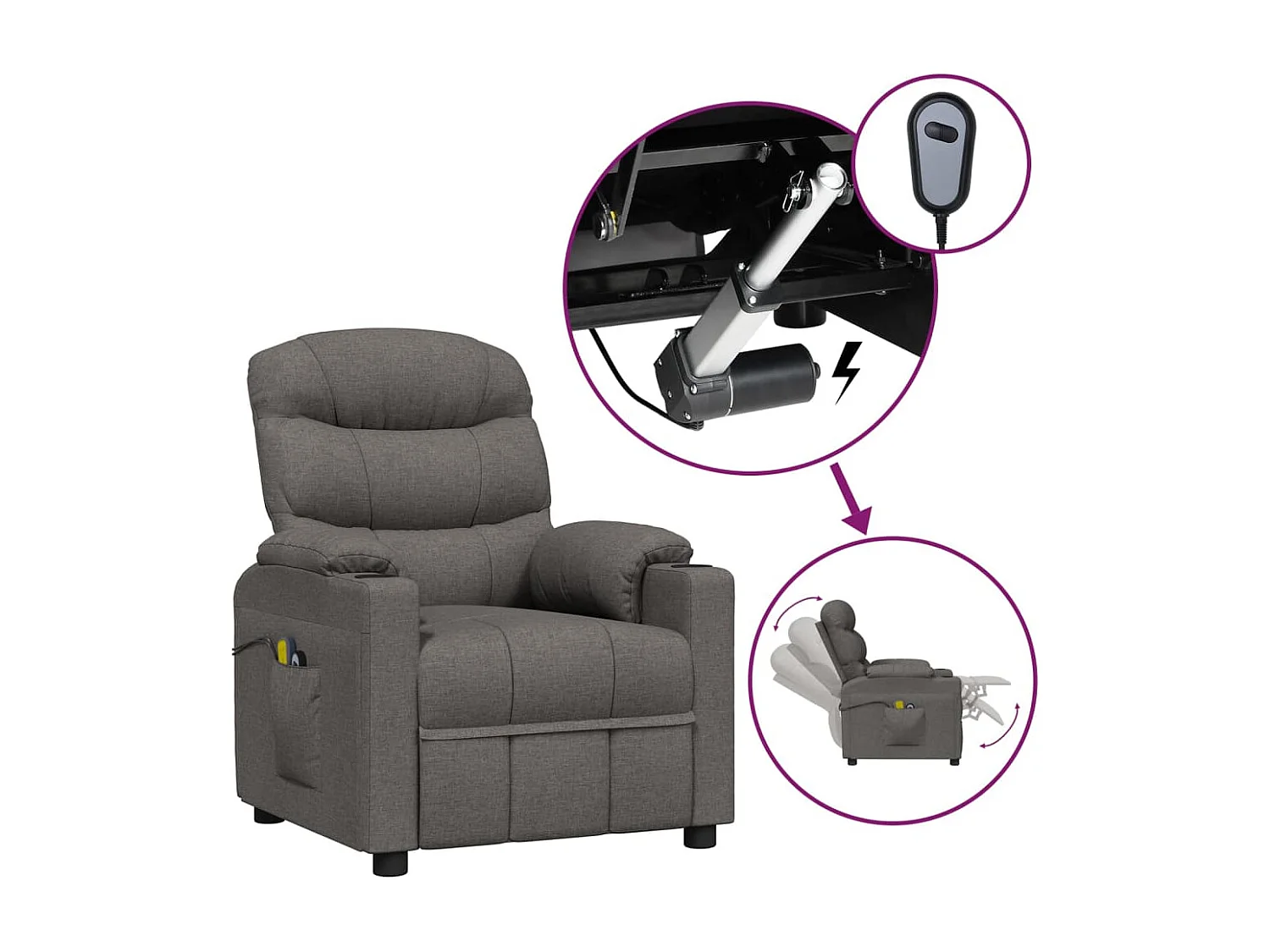 Massagestoel elektrisch stof donkergrijs