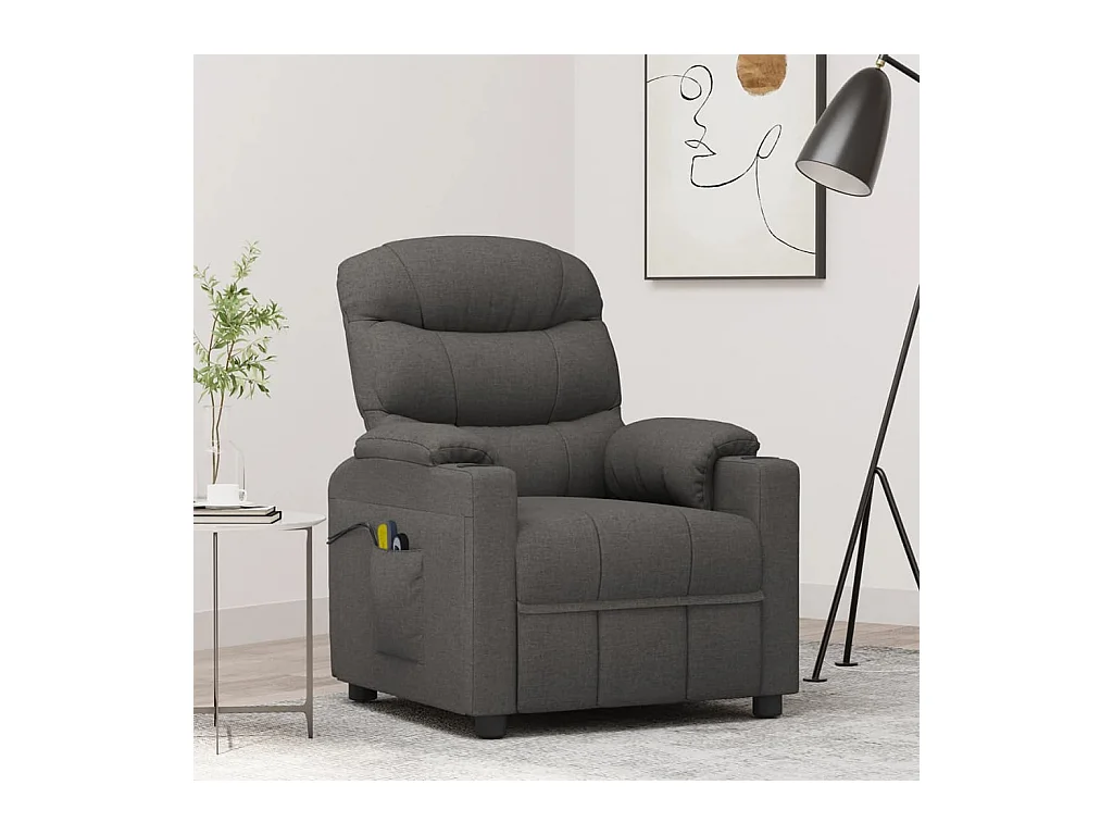Sillón de masaje eléctrico tela gris oscuro
