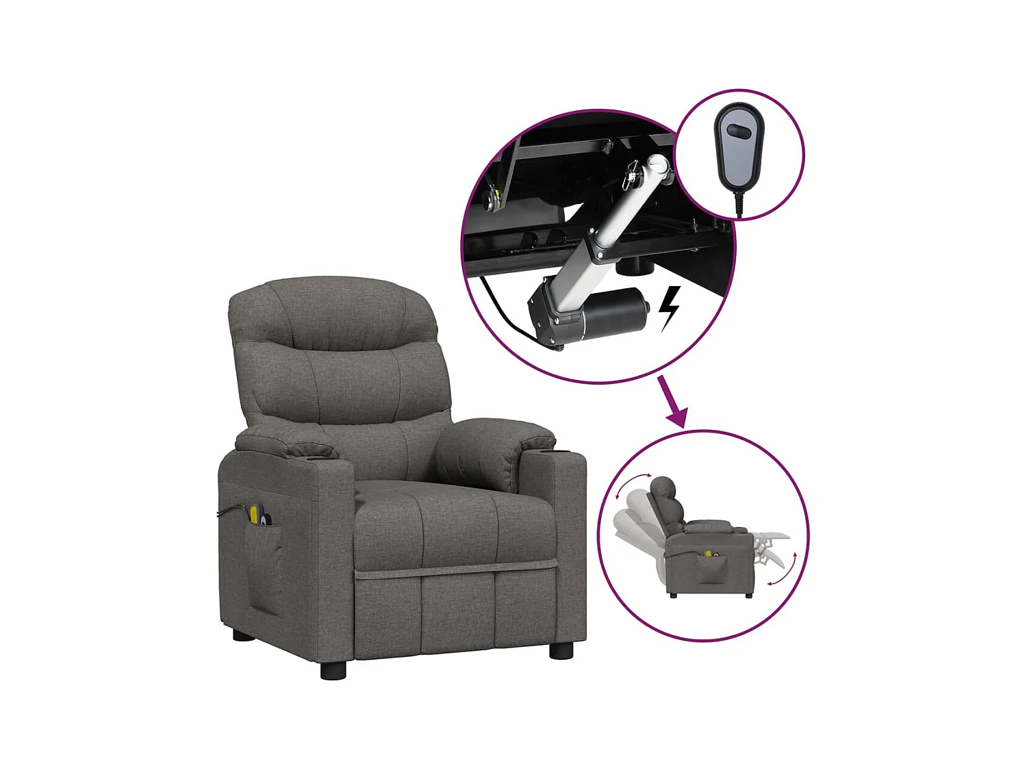 Massagestoel elektrisch stof donkergrijs