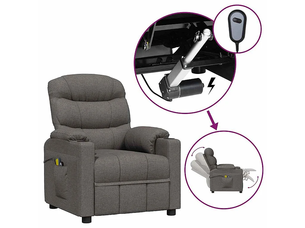 Fauteuil électrique de massage Gris foncé Tissu