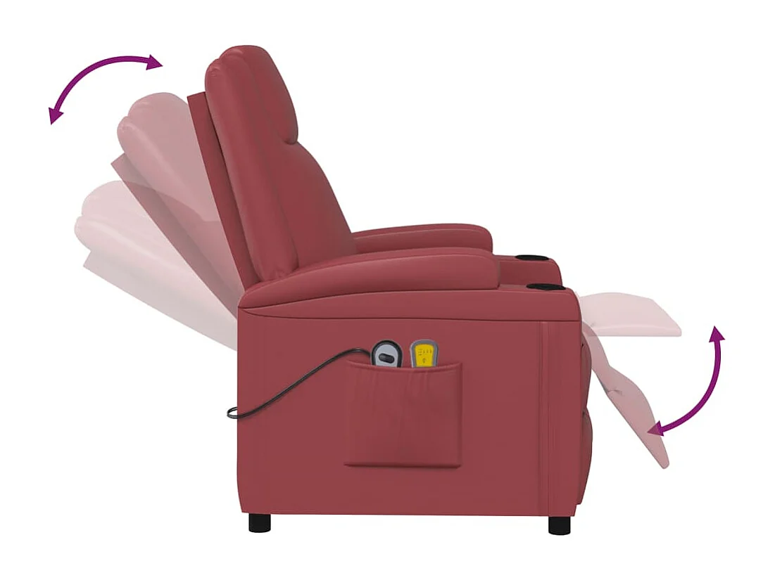 Poltrona de massagens elétrica couro artificial vermelho tinto