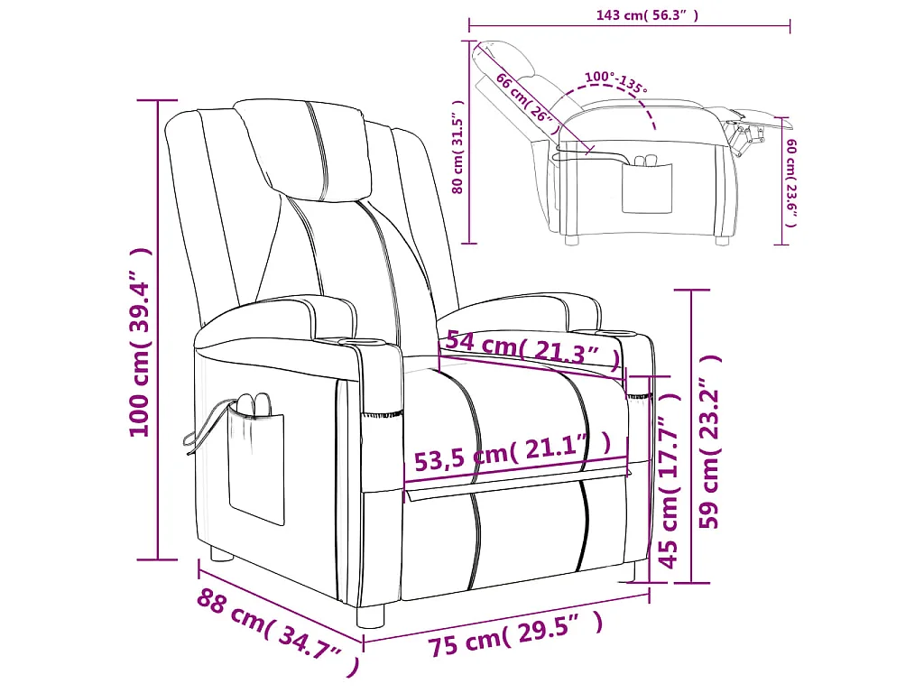 Fauteuil de massage électrique Rouge bordeaux Similicuir
