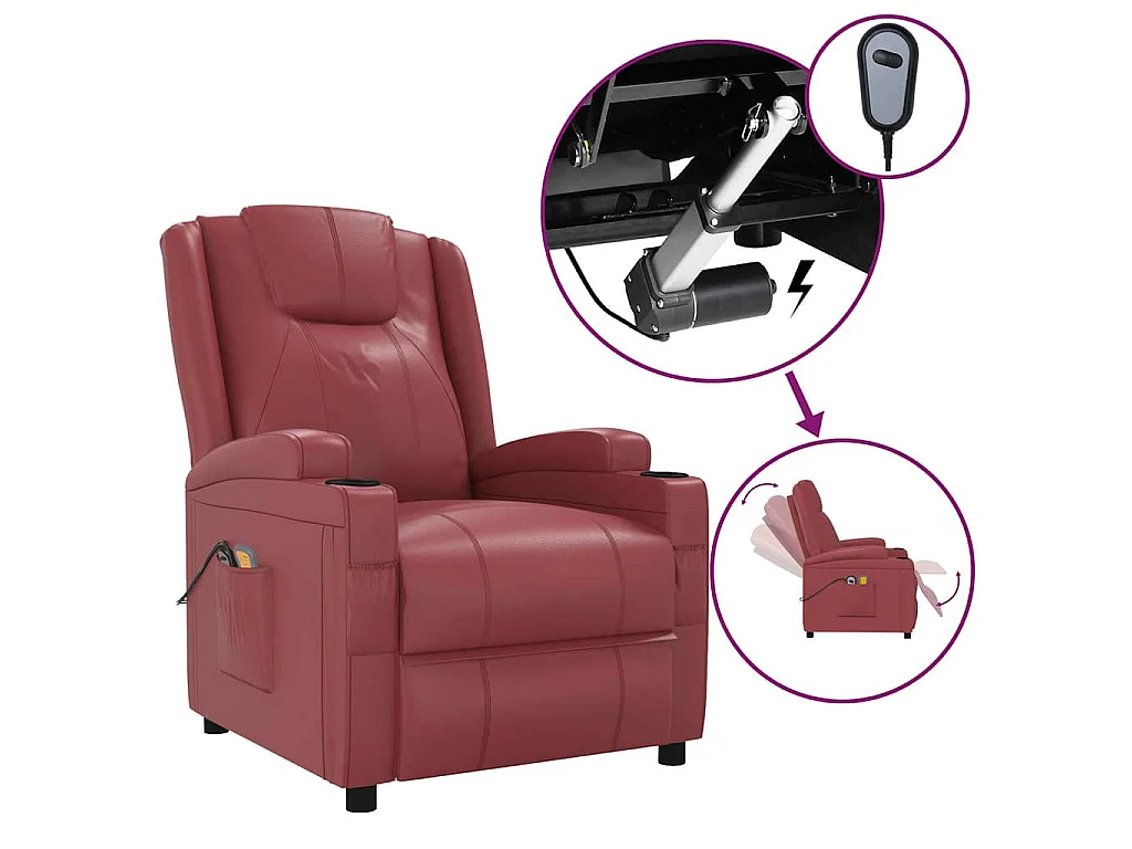 Fauteuil de massage électrique Rouge bordeaux Similicuir