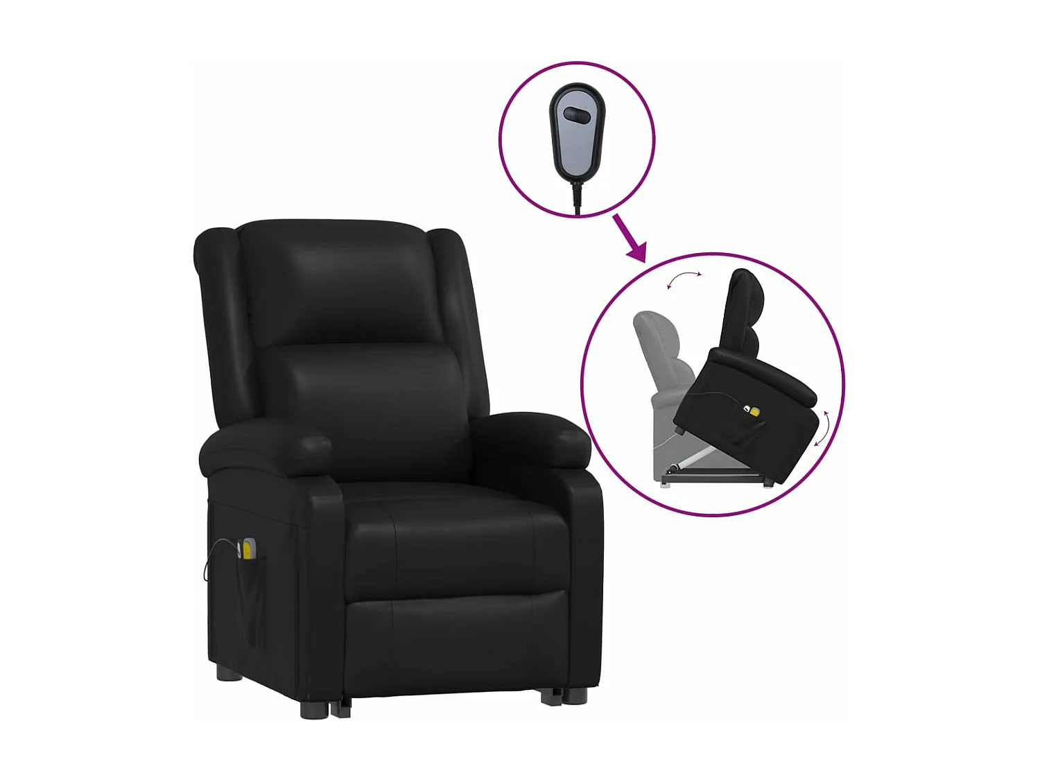 Fauteuil de massage Noir Similicuir
