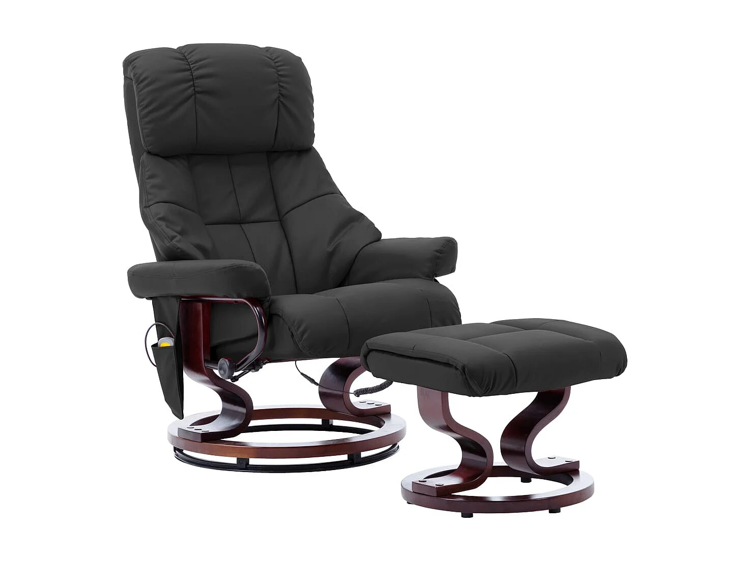Poltrona Massaggi Reclinabile Grigia Similpelle e Legno Curvato