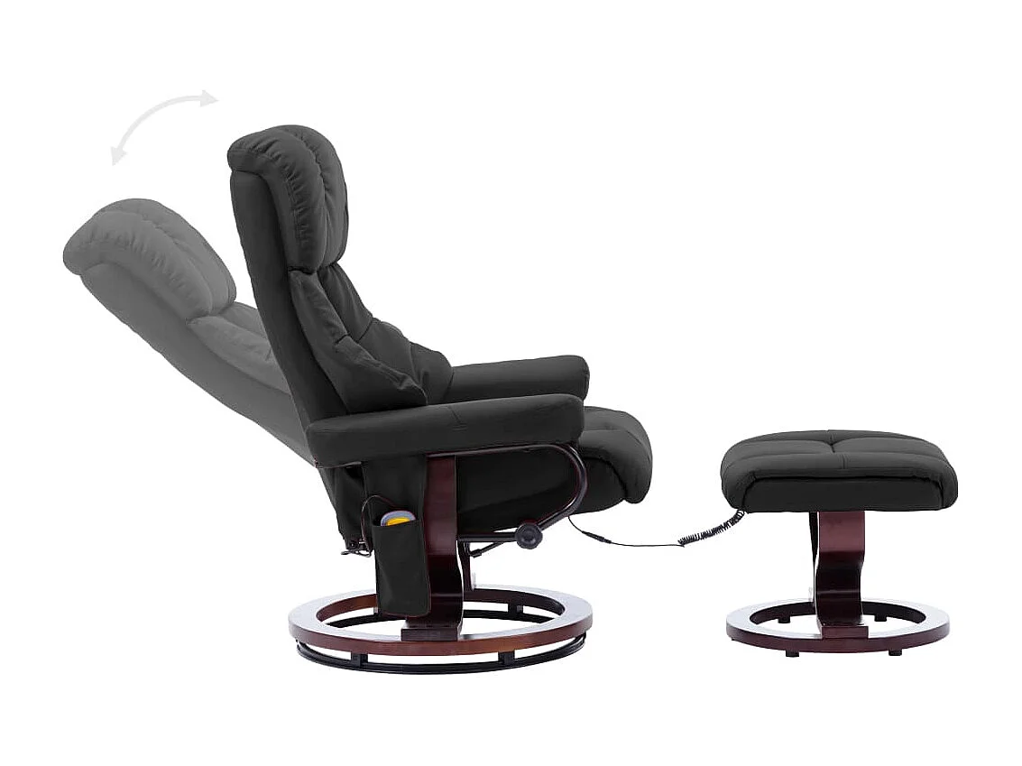 Poltrona Massaggi Reclinabile Grigia Similpelle e Legno Curvato