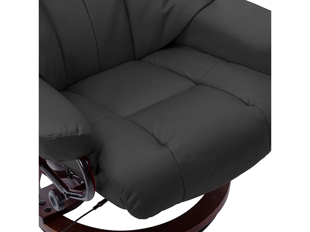 Poltrona Massaggi Reclinabile Grigia Similpelle e Legno Curvato