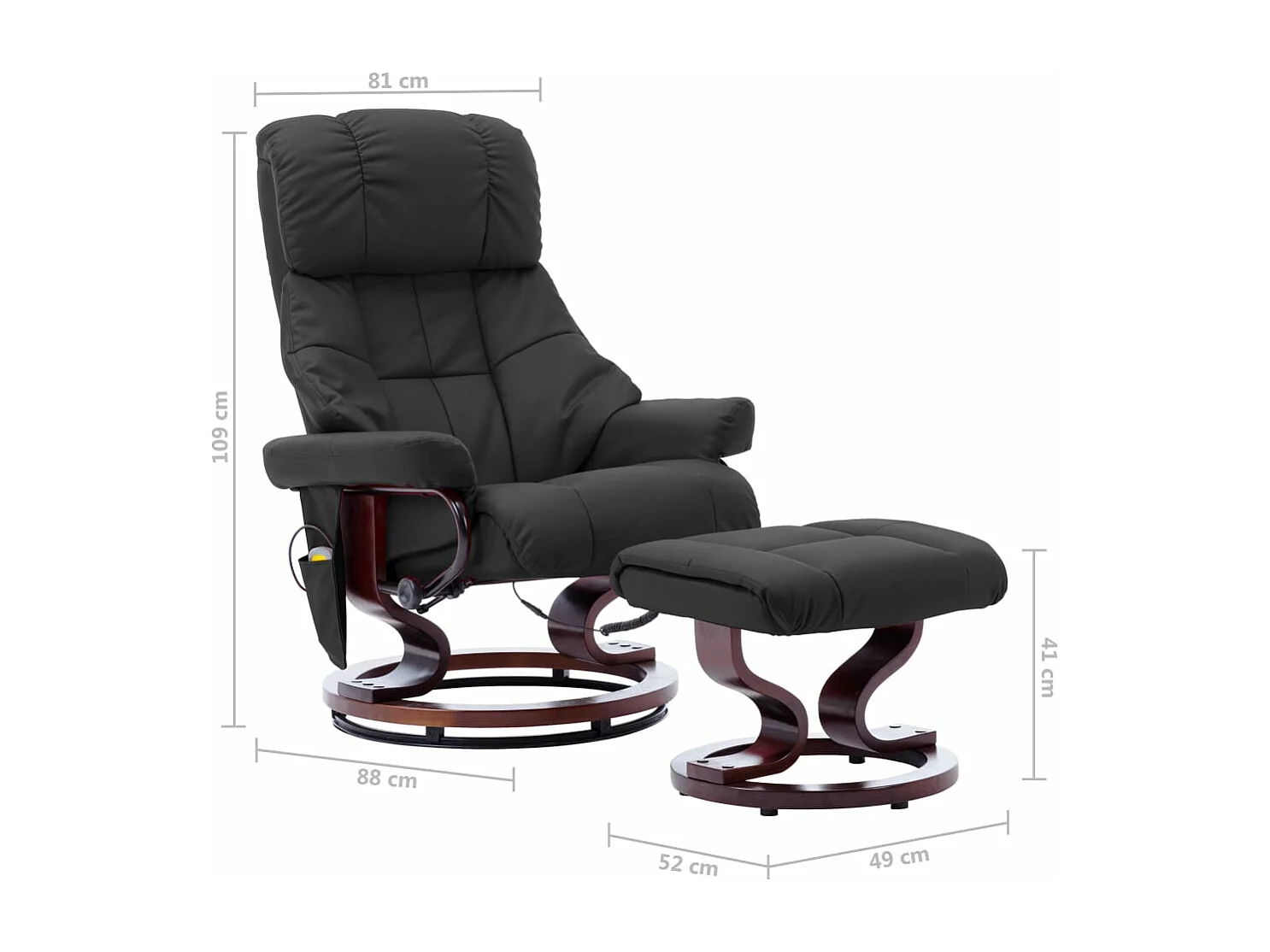 Poltrona Massaggi Reclinabile Grigia Similpelle e Legno Curvato