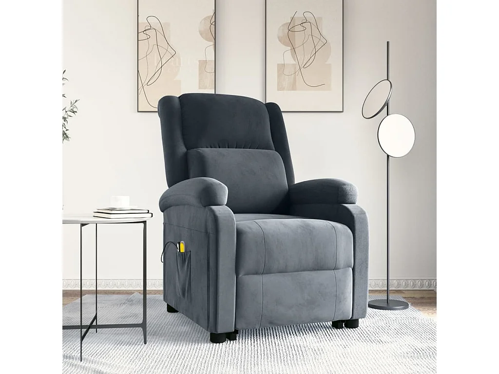 Fauteuil de massage Gris foncé Velours