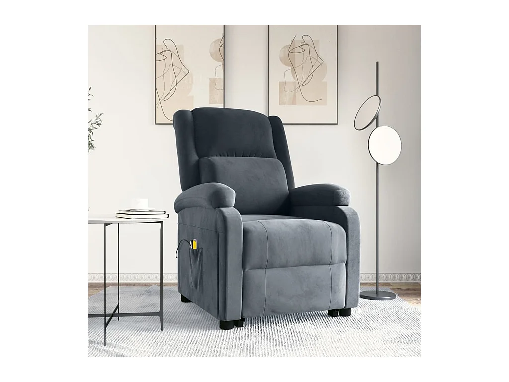 Fauteuil de massage Gris foncé Velours