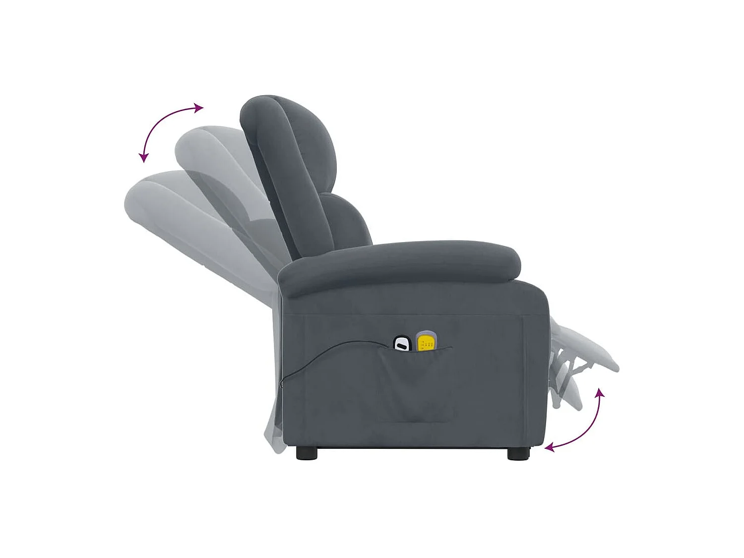 Fauteuil de massage Gris foncé Velours