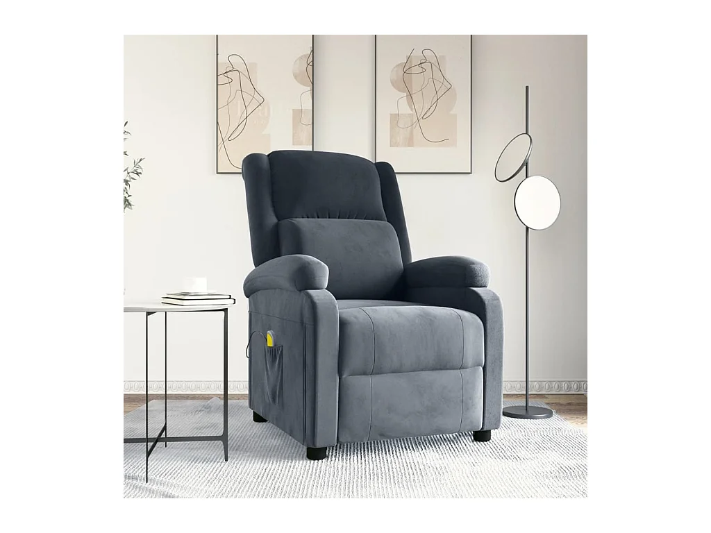 Fauteuil de massage Gris foncé velours