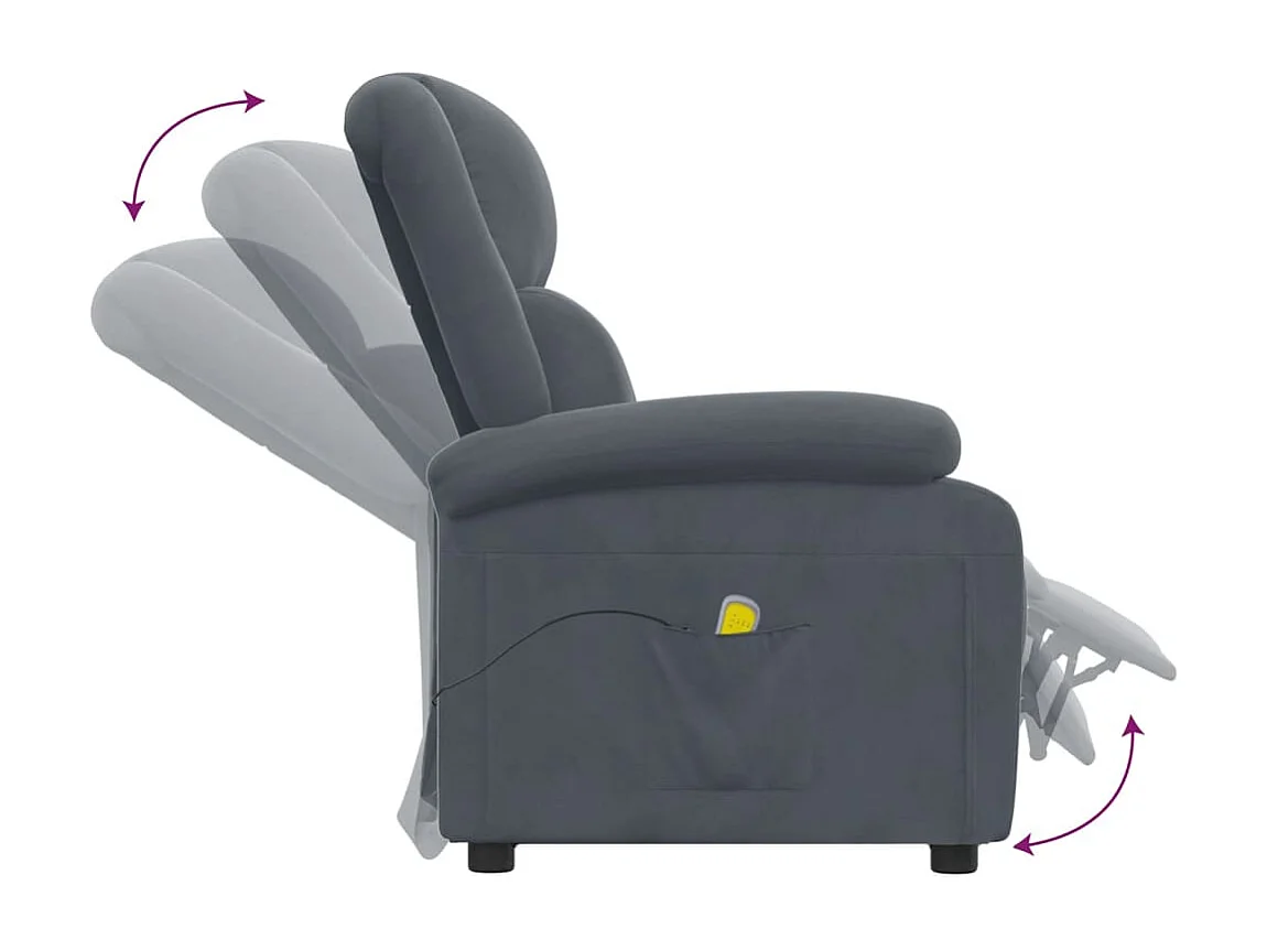 Fauteuil de massage Gris foncé velours