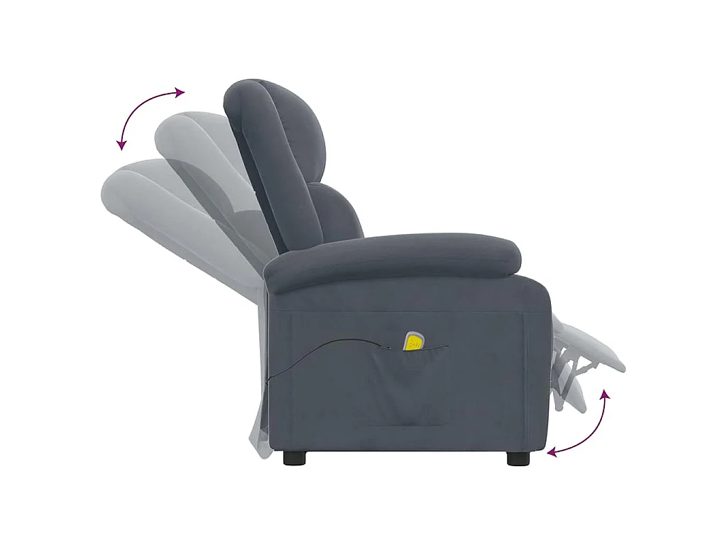 Massagesessel Dunkelgrau Samt