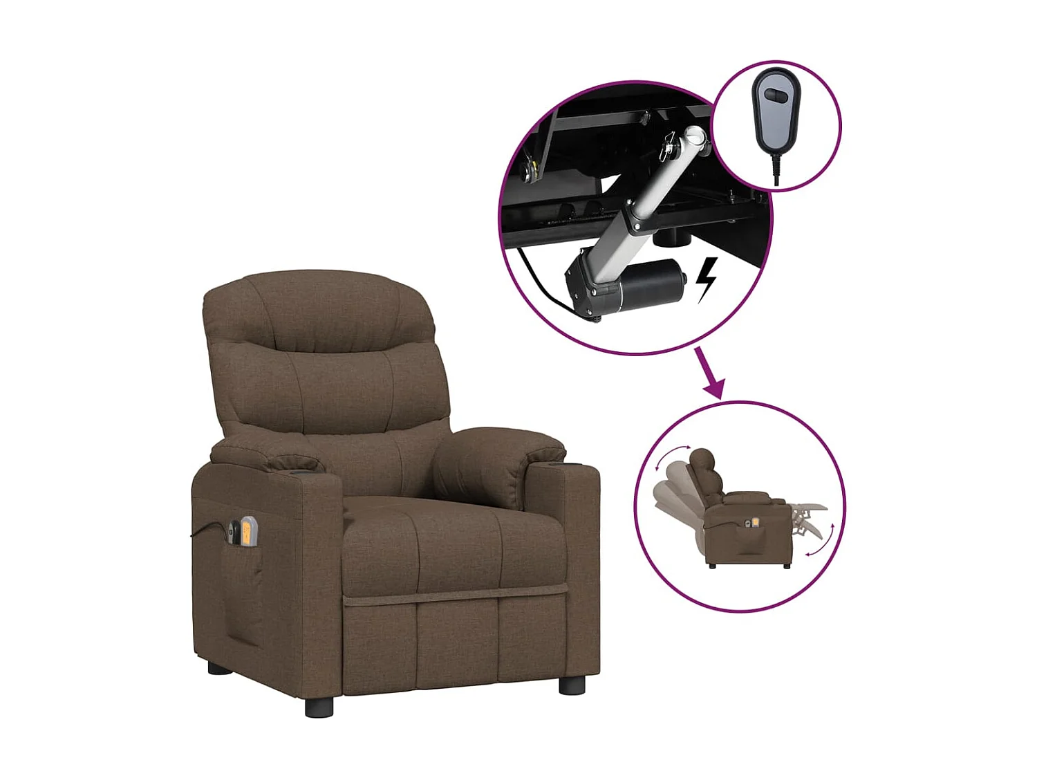 Fauteuil électrique de massage Marron Tissu