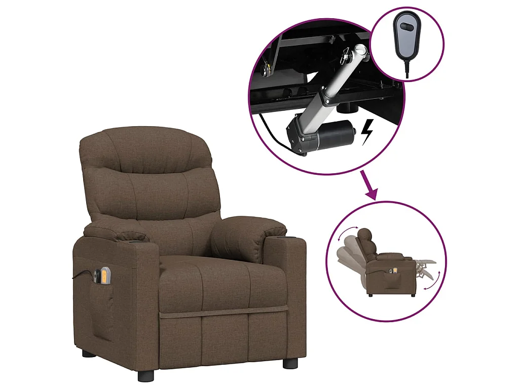 Poltrona Massaggiante Elettrica Marrone in Tessuto