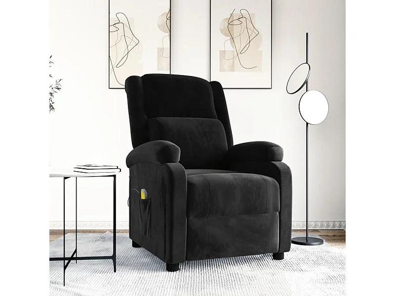 Sillón de masaje de terciopelo negro