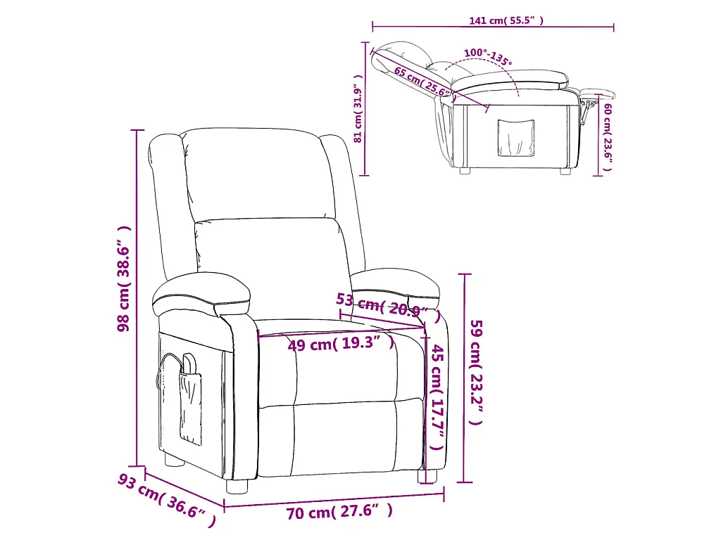 Massagesessel Schwarz Samt