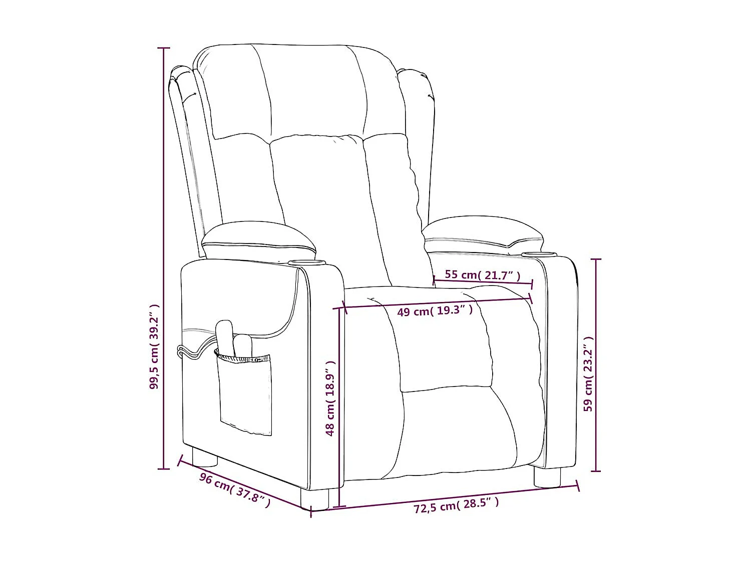 Fauteuil électrique de massage Noir Tissu