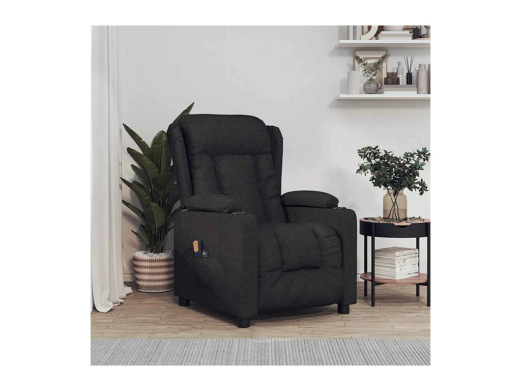 Fauteuil électrique de massage Noir Tissu