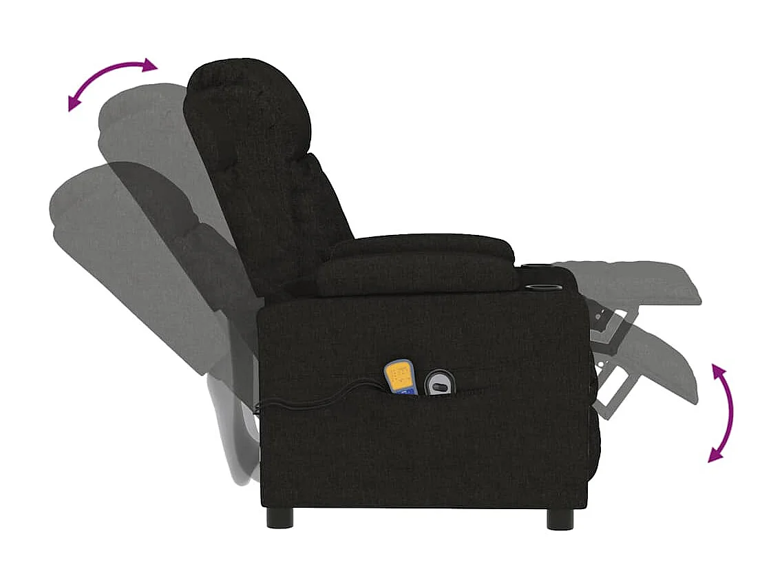 Fauteuil électrique de massage Noir Tissu