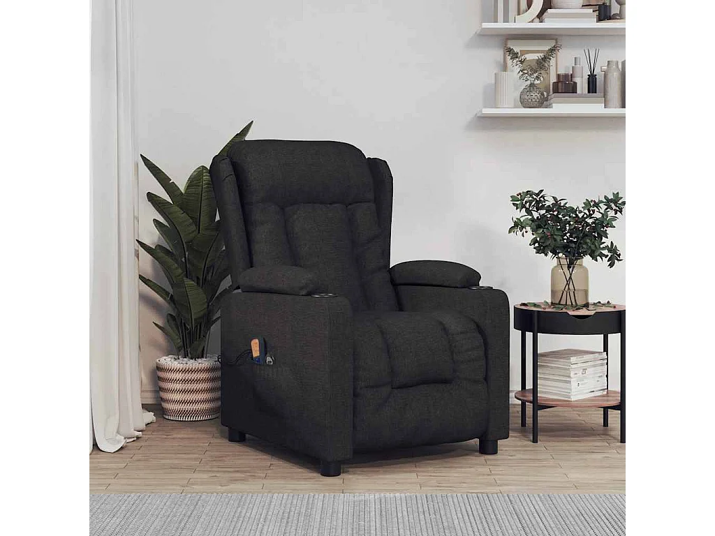 Fauteuil électrique de massage Noir Tissu