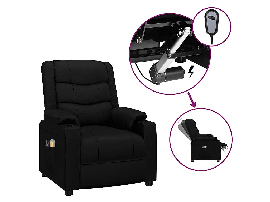 Fauteuil électrique de massage Noir Similicuir